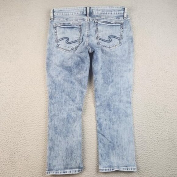 Silver Jeans Co Elyse Capri Jeans Womens 31 Light Wash Distressed Denim Stretch - Picture 2 of 9